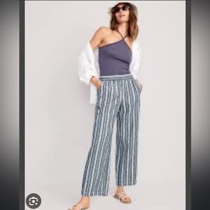 BLUE & White Old Navy Linen Pants (Sz XL fits like xxl)